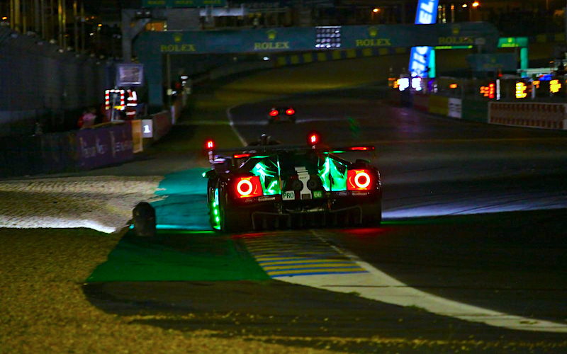 The Ford GT at night at Le Mans