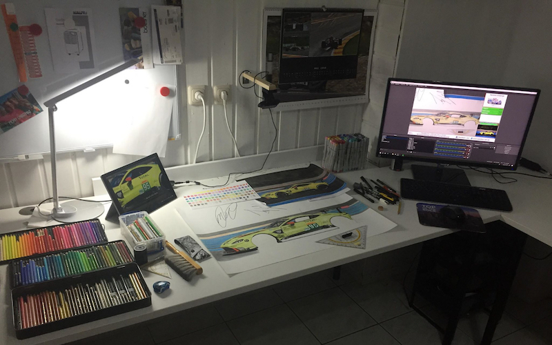 The office of Stefan Waldherr for the 24 Hours of Le Mans Challenge