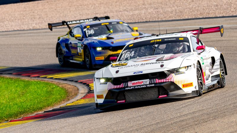 Le Mans winner Fabio Scherer in the DTM Ford Mustang GT3 at the Sachsenring in 2025.