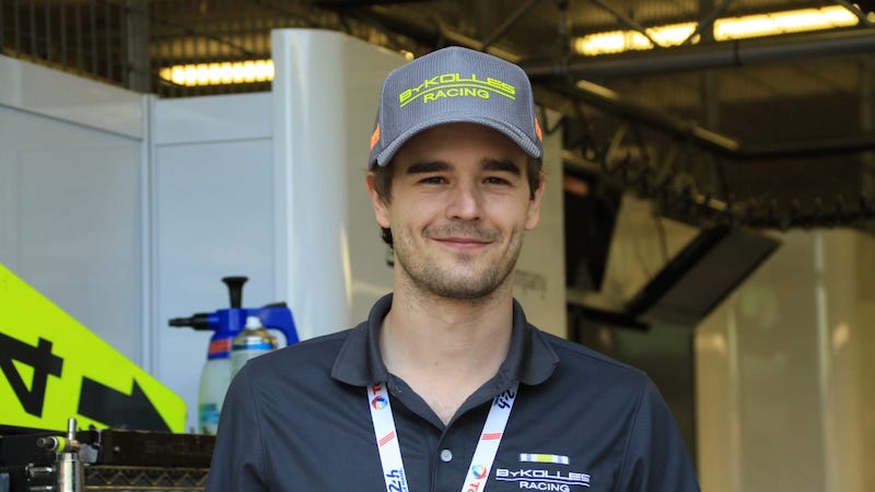 Tom Dillmann with the current ByKolles Racing team cap